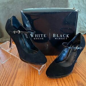 White House Black Market Size 7 Black Suede Juniper High Heels